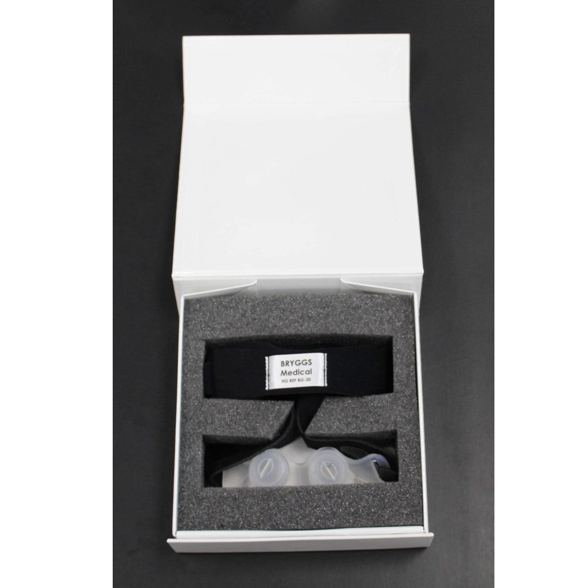 Photo of Bryggs Medical ULTepap nasal mask starter kit inside of the box