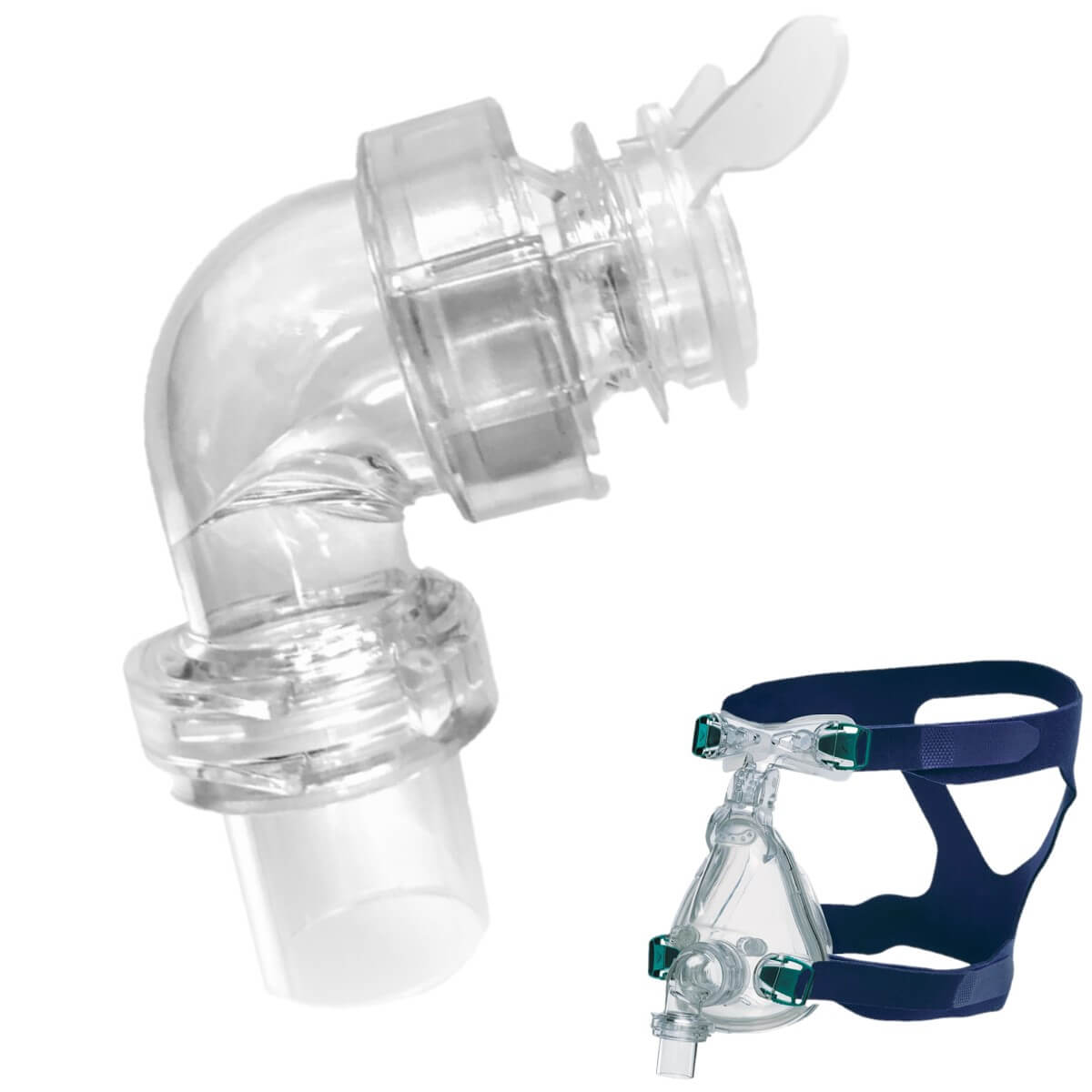 Stock photo of ResMed Ultra Mirage Full Face CPAP mask elbow