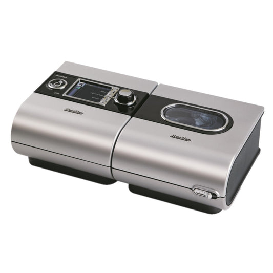 Stock Angled Image of ResMed's Certified Refurbished S9 Auto CPAP Machine W/ H5i Heated Humidifier