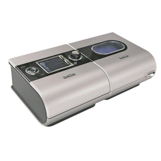 Stock Angled Image of ResMed's Certified Refurbished S9 Elite CPAP Machine W/ H5i Heated Humidifier