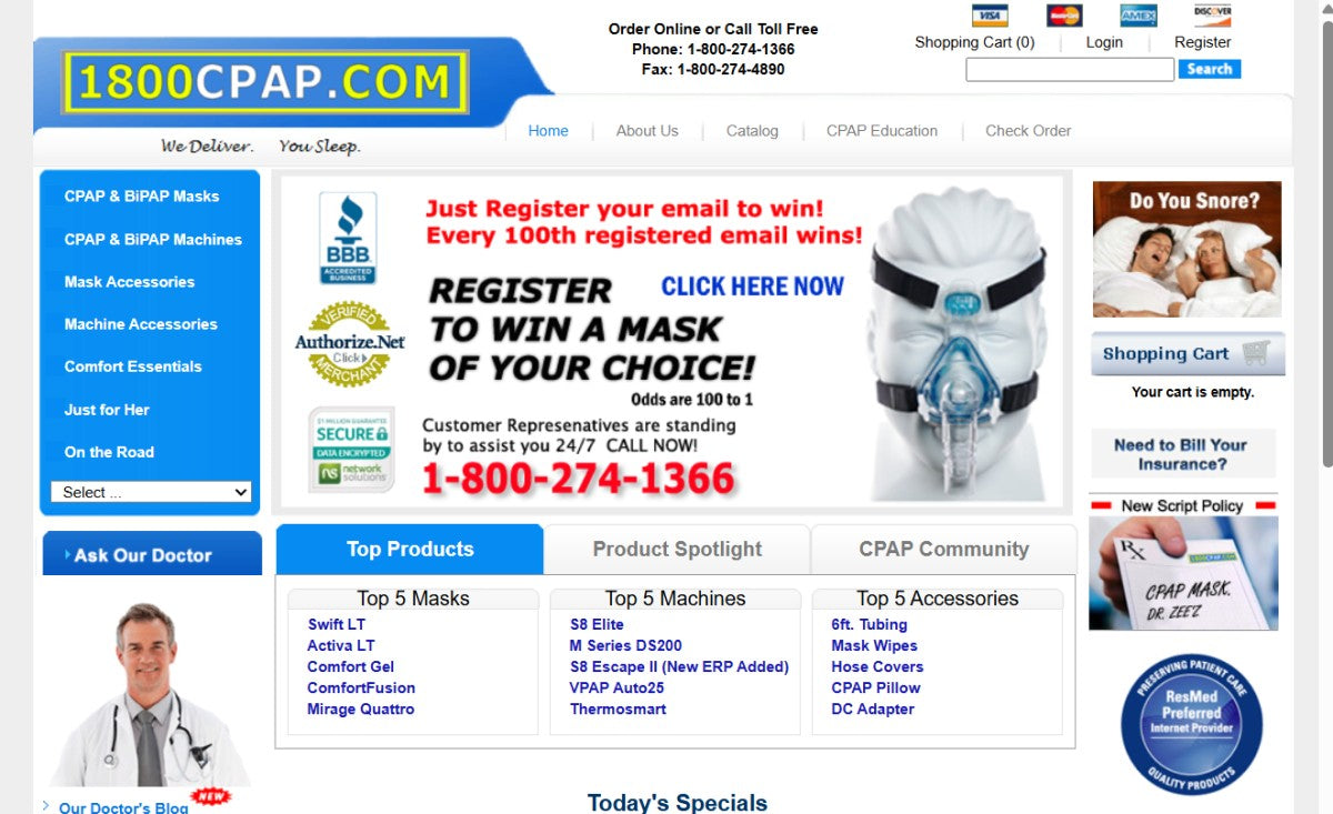 Stock photo of the 1800CPAP.com Webstore in 2009