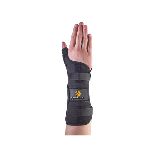Top View Image of a Hand Using a CorFlex CoolTex AG 8" Thumb Spica W/ Strap