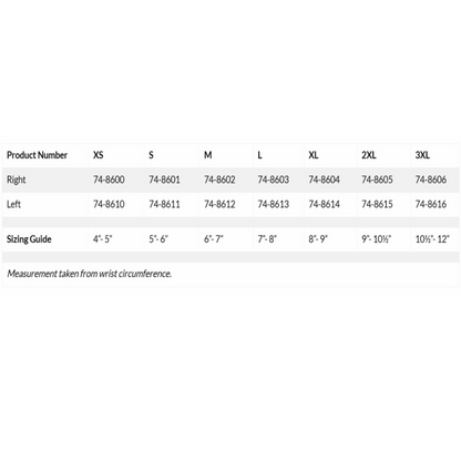 Sizing Guide for CorFlex's CoolTex AG 8" Thumb Spica W/ Strap