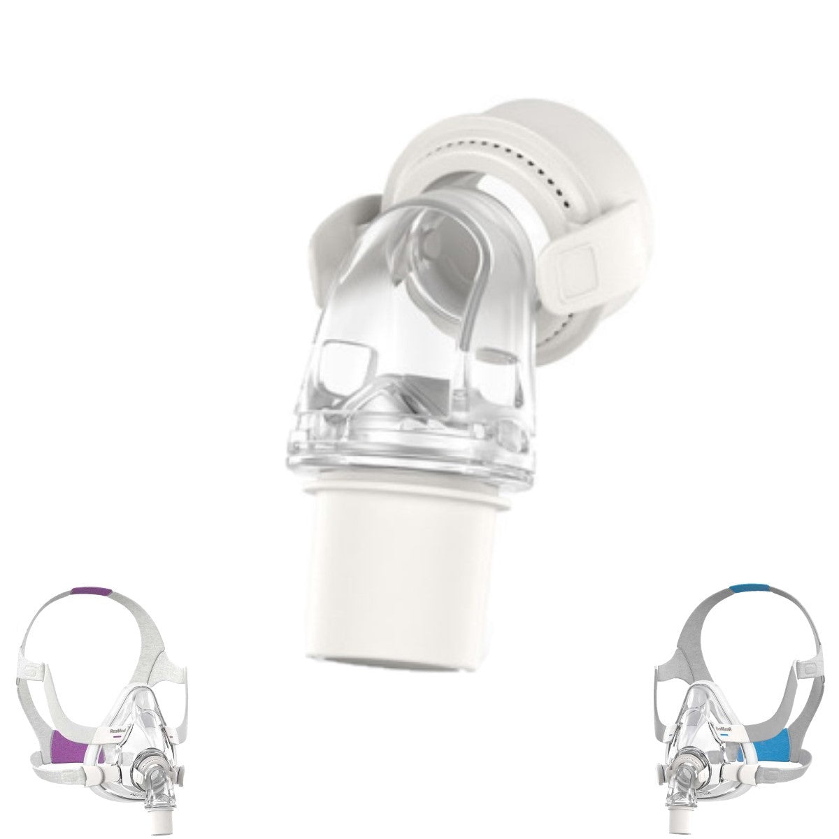 Stock photo of ResMed AirFit F20 full face CPAP mask elbow