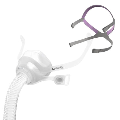 Stock photo of ResMed AirFit N10 for Her nasal CPAP mask with optional headgear