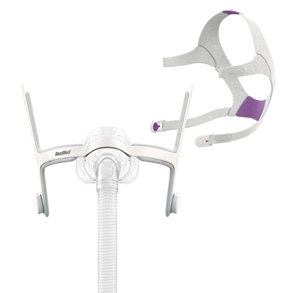 Stock photo of ResMed AirFit N20 for Her nasal CPAP mask with optional headgear