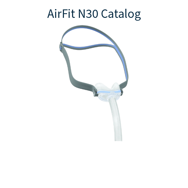 Stock Image of ResMed AirFit N30 Nasal CPAP Mask Product Catalog Hero