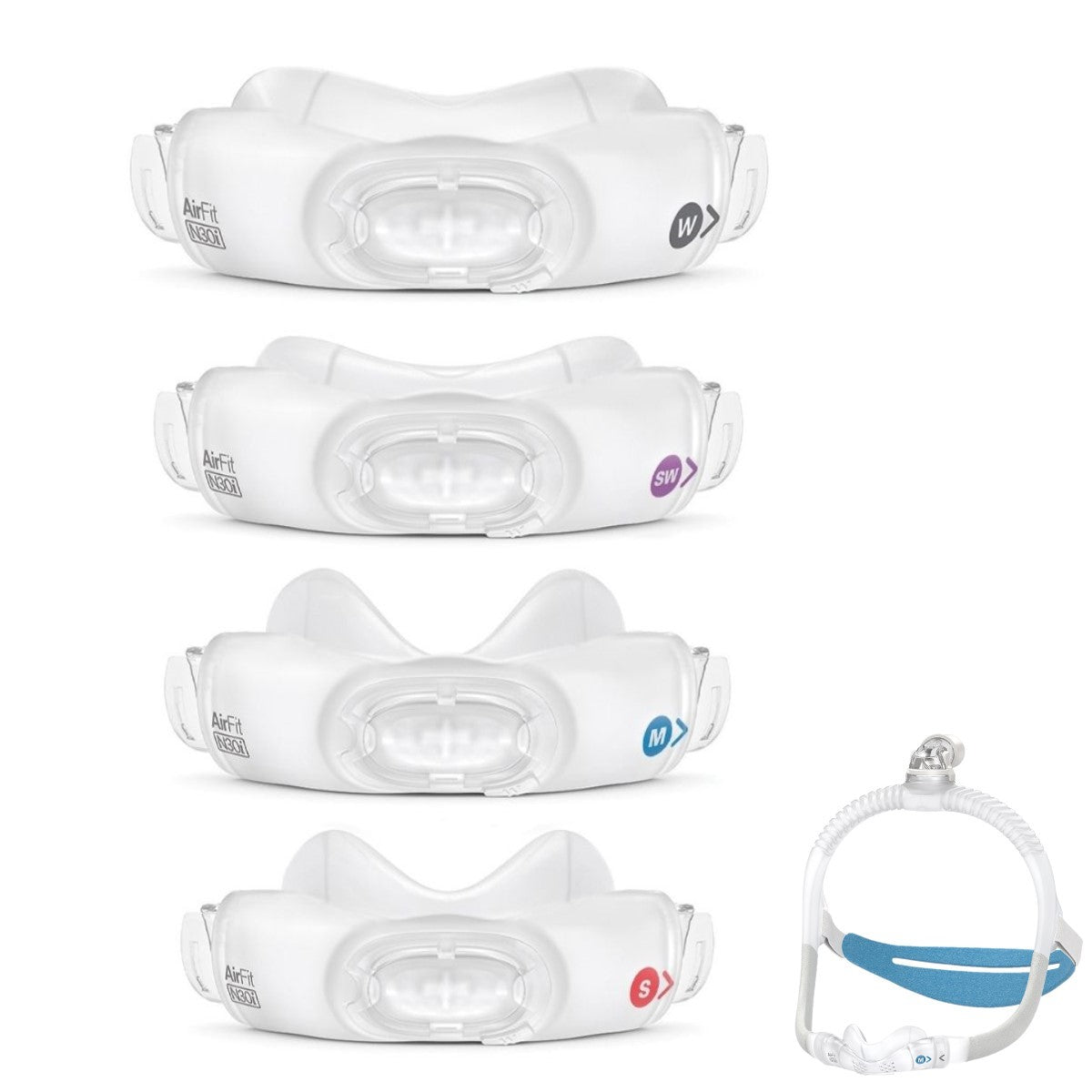 Stock photo of ResMed AirFit N30i nasal CPAP mask cushion sizes