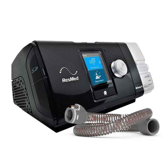 Angled Stock Image of ResMed AirSense 10 Auto CPAP Machine W/ Heated Tube