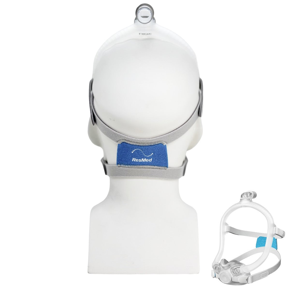 ResMed CPAP mask on a white background