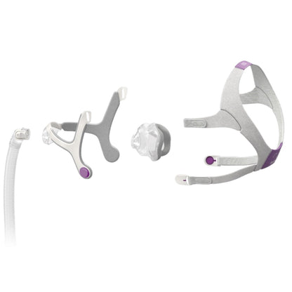 Stock photo of ResMed AirTouch N20 for Her nasal CPAP mask components