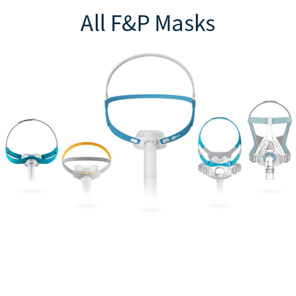 Cover Photo Containing Fisher & Paykel Nasal Pillow, Nasal, and Full Face CPAP Masks Collection