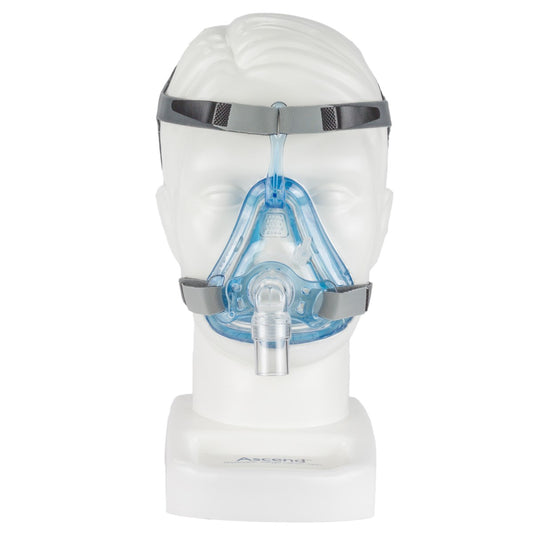 Stock photo of SleepNet Ascend full face CPAP mask with headgear