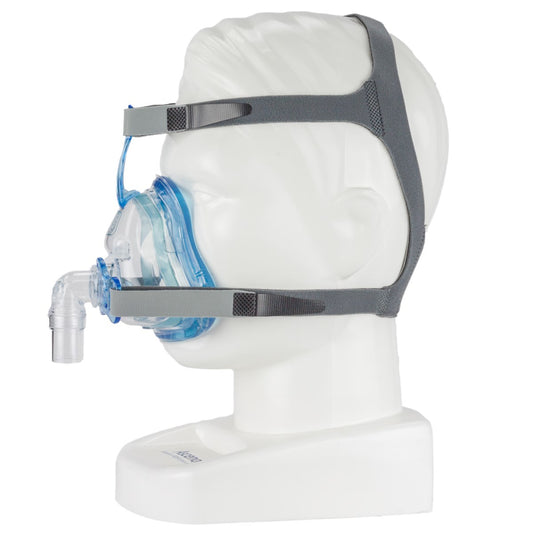 Stock photo of SleepNet Ascend full face CPAP mask with headgear