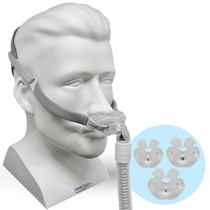 Stock photo of Yuwell BreathWear nasal pillow CPAP mask fit pack with headgear