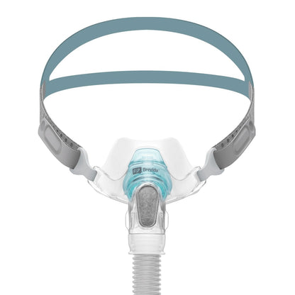 Stock photo of Fisher & Paykel Brevida nasal pillow CPAP mask with headgear