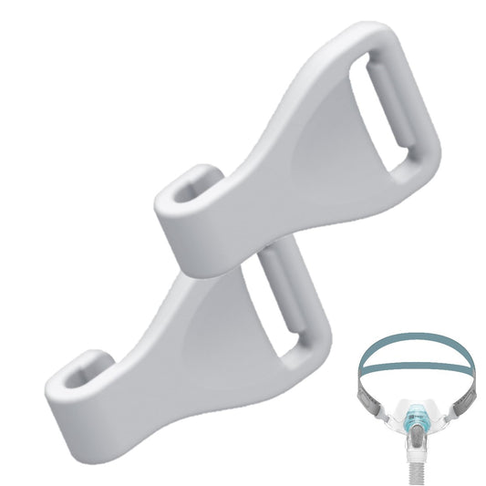 Stock photo of Fisher & Paykel Brevida nasal pillow CPAP mask headgear clips