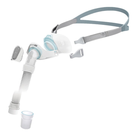 Stock photo of Fisher & Paykel Brevida nasal pillow CPAP mask components