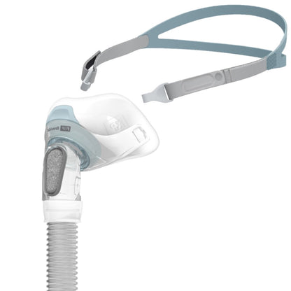 Stock photo of Fisher & Paykel Brevida nasal pillow CPAP mask with optional headgear