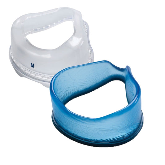 Stock photo of Philips Respironics ComfortGel Blue full face CPAP mask cushion clip and seal