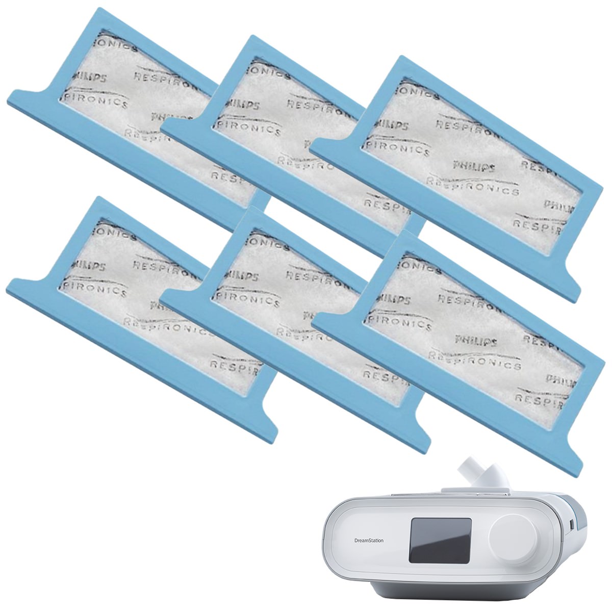 Stock Image of Replacement Disposable CPAP Filters for Philips Respironics DreamStation CPAP & BiPAP Machines - 6 Pack