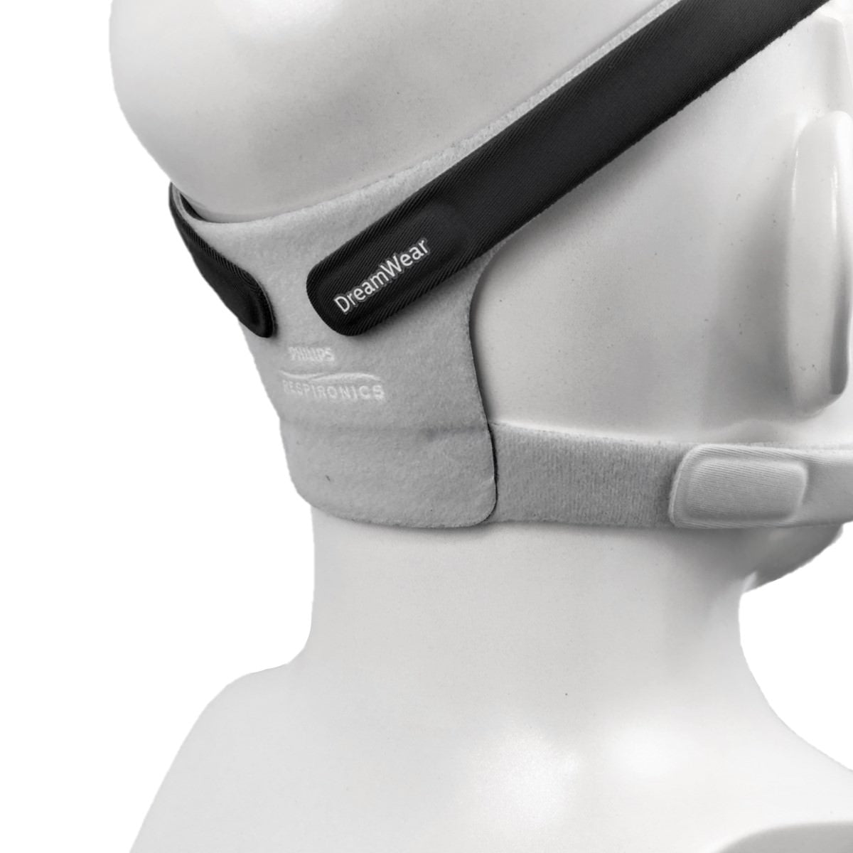 Rear View of Philips Respironics DreamWear Full Face Headgear on a Mannequin Head