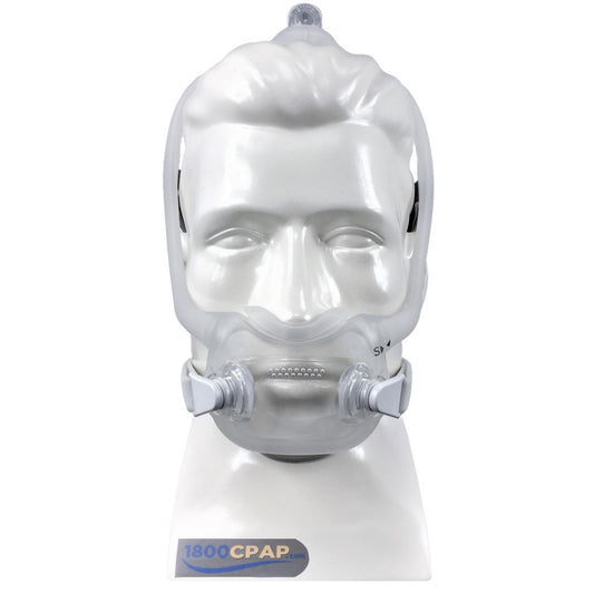 Front View of Mannequin Head Wearing a Philips Respironics DreamWear Full Face Mask W/ Small Cushion & Headgear