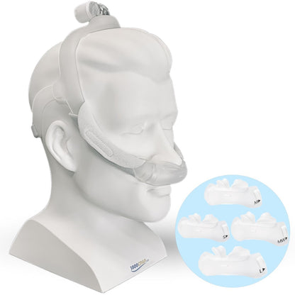 Angled Stock Image of Philips Respironics DreamWear Silicone Nasal Pillow CPAP Mask FitPack W/ Headgear 