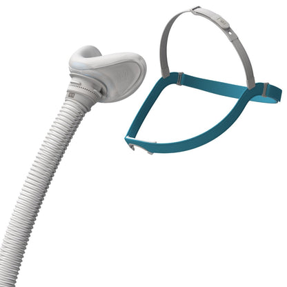 Stock photo of Fisher & Paykel Evora nasal CPAP mask kit with optional headgear