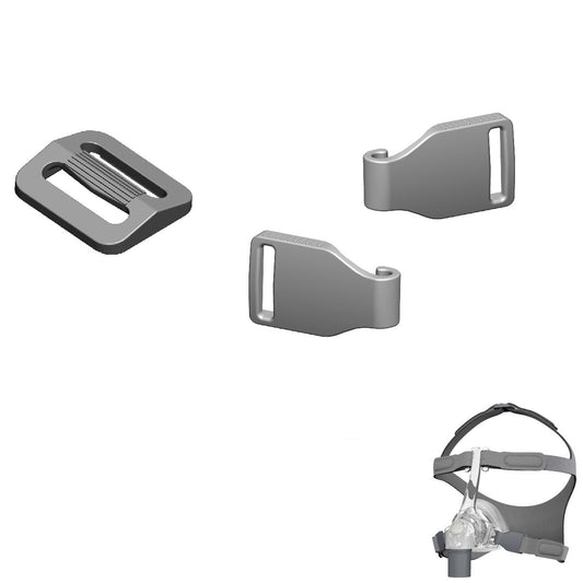 Stock photo of Fisher & Paykel Eson nasal CPAP mask headgear clips and buckle
