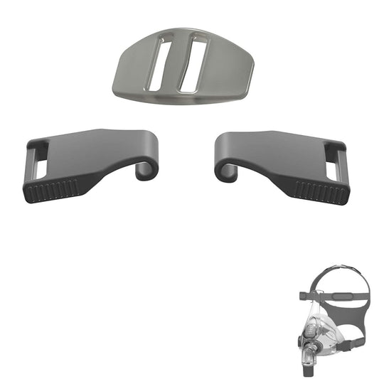 Stock photo of Fisher & Paykel Simplus full face CPAP mask headgear clips and buckle