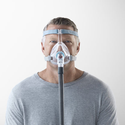 Stock Image of Man Wearing Fisher & Paykel Vitera Full Face CPAP Mask W/ Headgear 