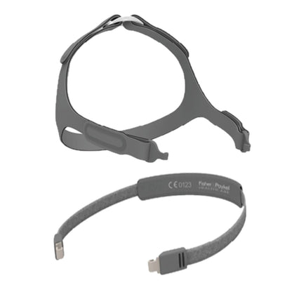 Stock photo of Fisher & Paykel Pilairo Q nasal pillow CPAP mask headgear, clips, and buckle