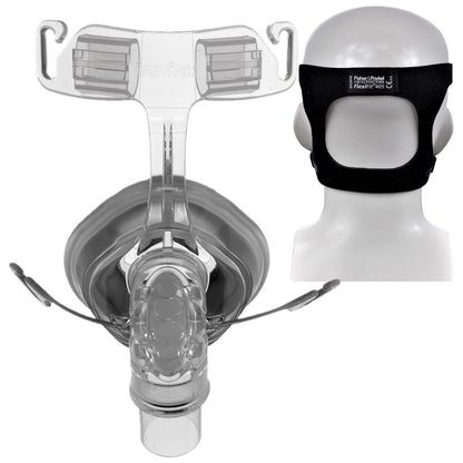 Stock photo of Fisher and Paykel FlexiFit 405 nasal CPAP mask with optional headgear