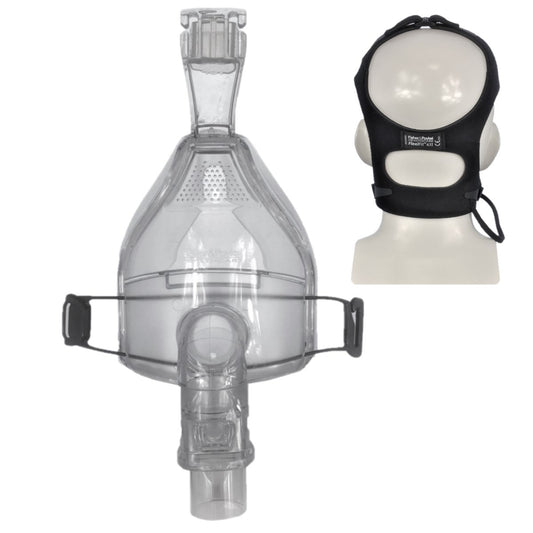 Stock photo of Fisher & Paykel FlexiFit 431 full face CPAP mask with optional headgear
