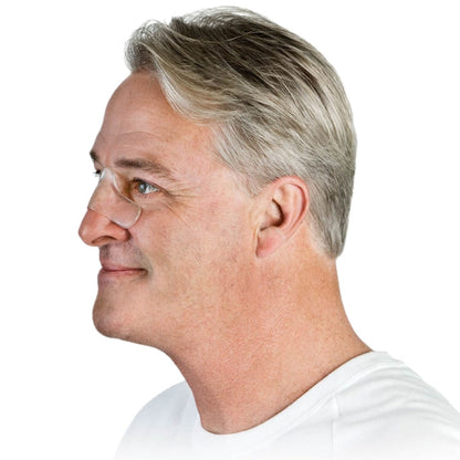 Stock photo of man wearing ResMed Gecko nasal CPAP mask comfort pad