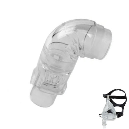 Stock photo of Philips Respironics HC431 full face CPAP mask elbow and vented valve