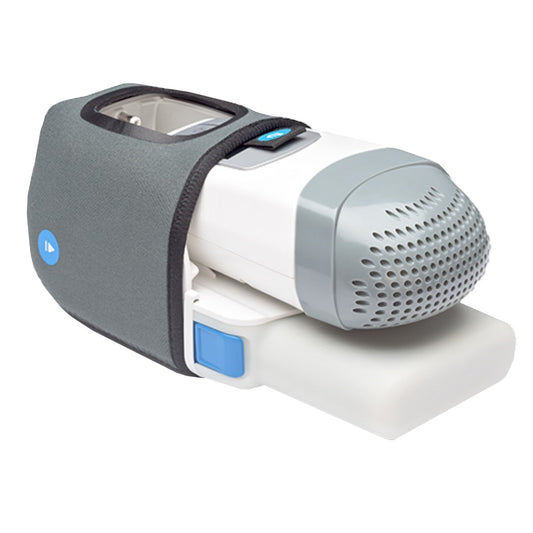 Stock photo of Human Design Medical Z1 Travel CPAP machine with PowerShell and battery