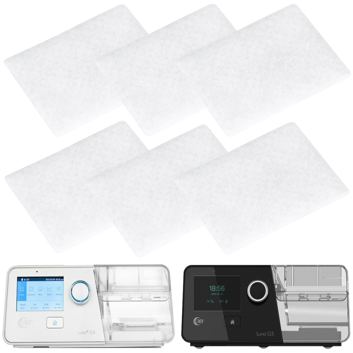 STOCK IMAGE OF LUNA STYLE G3 CPAP/BiPAP FILTERS - 6 PACK