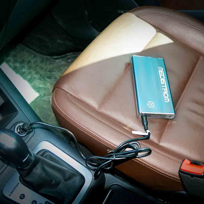 Photo of Choice One Medical Medistrom Pilot 12 CPAP battery car charger in a car seat