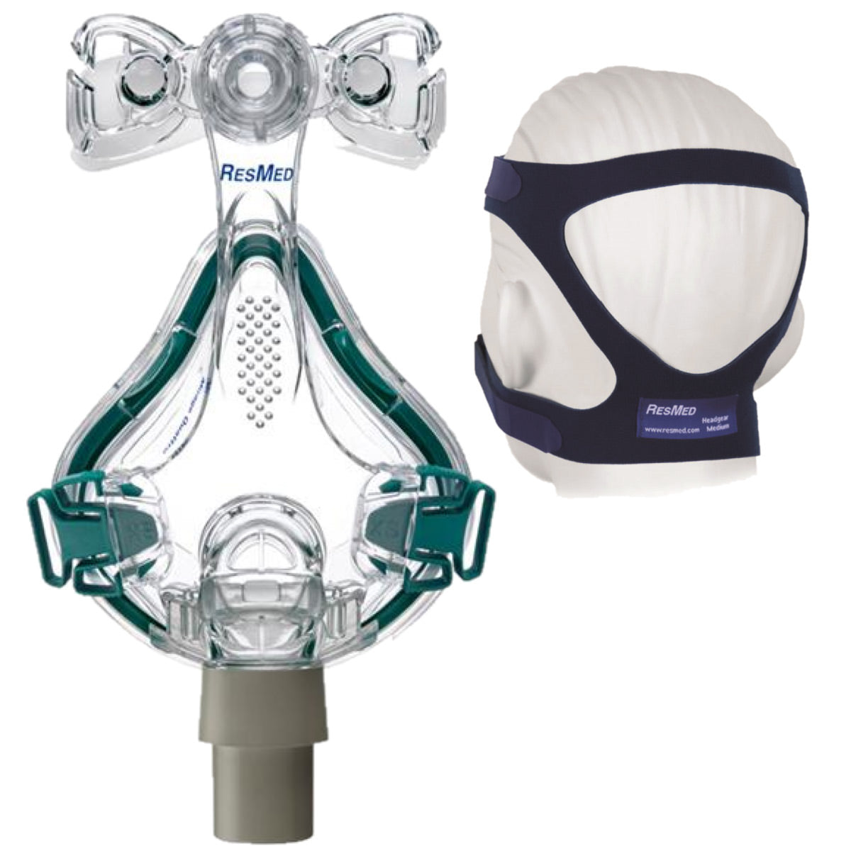 Stock photo of ResMed Mirage Quattro full face CPAP mask without headgear
