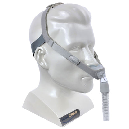 Stock photo of Philips Respironics Nuance and Nuance Pro nasal pillow CPAP mask with headgear
