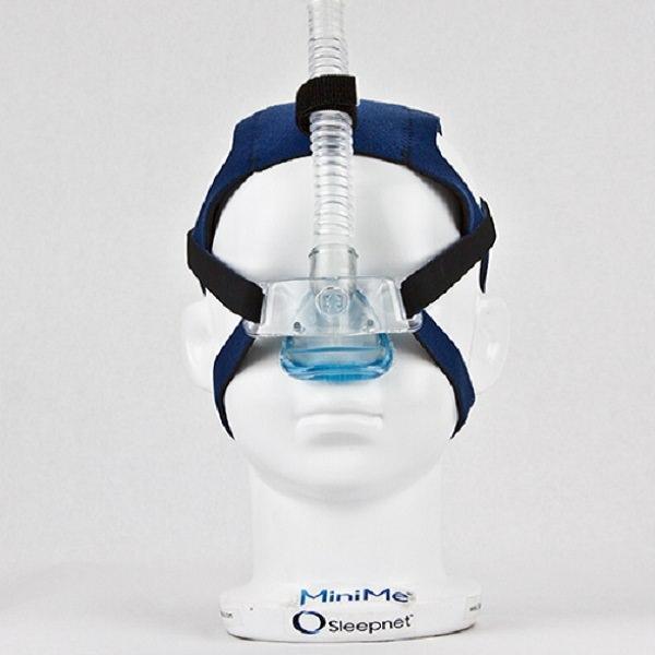 Stock photo of SleepNet Pediatric MiniMe nasal CPAP mask with headgear