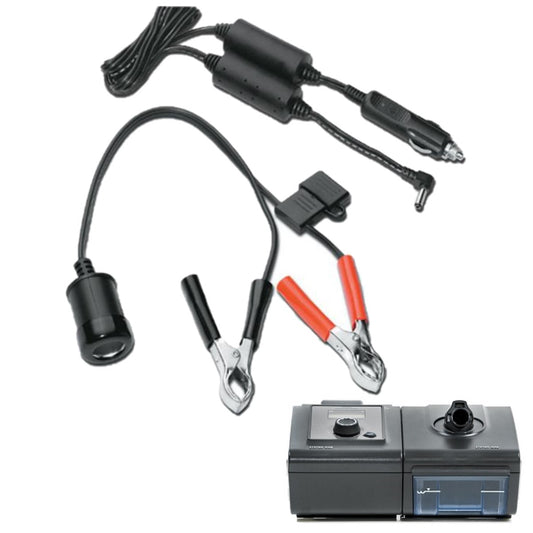 Stock photo of Philips Respironics 60 Series 12 volt CPAP DC cord with battery adapter