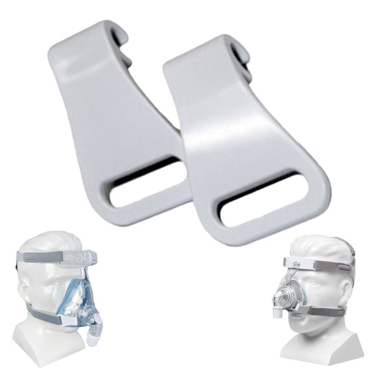 Stock photo of Philips Respironics Amara full face CPAP mask Talon headgear clips