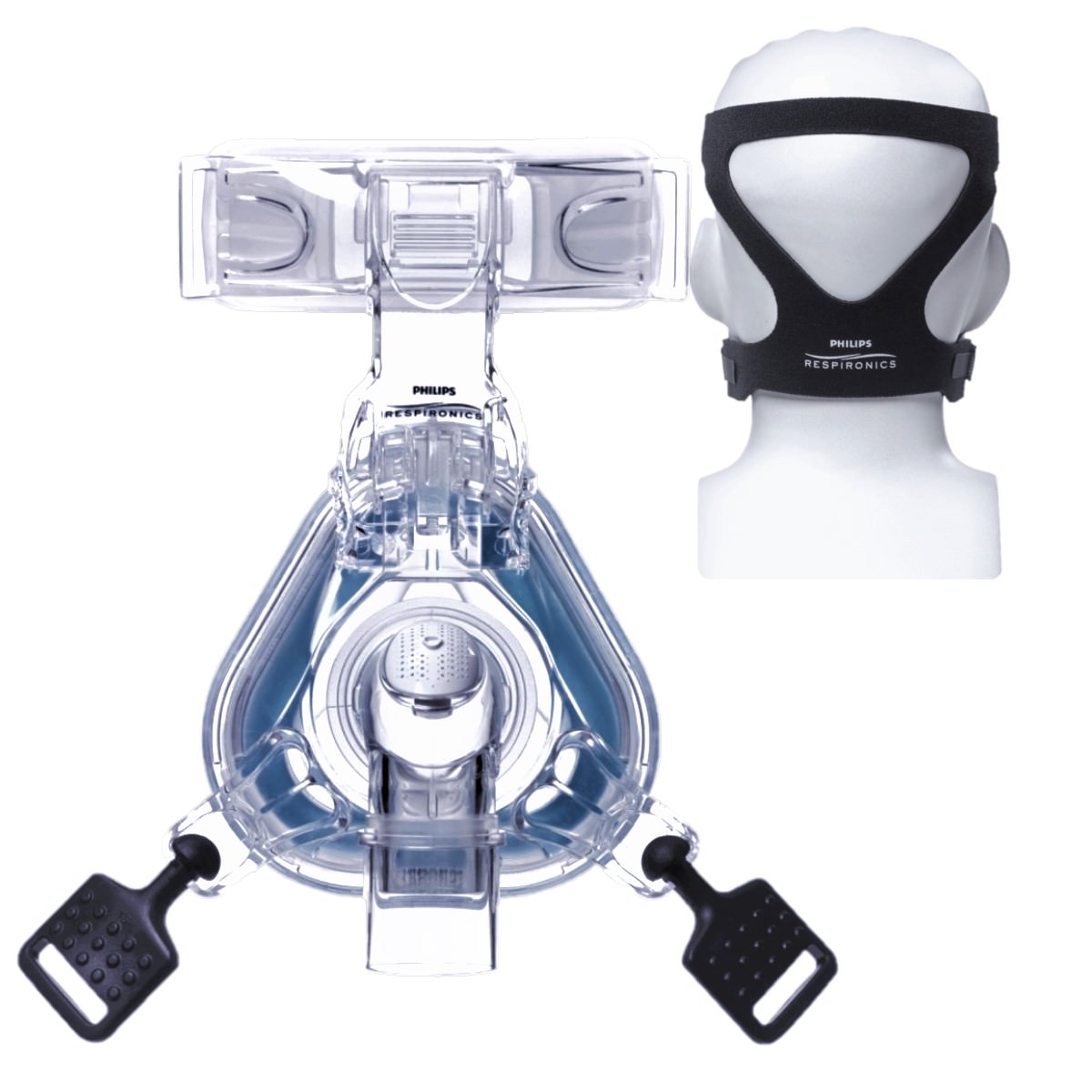 Stock photo of Philips Respironics ComfortGel nasal CPAP mask with optional headgear