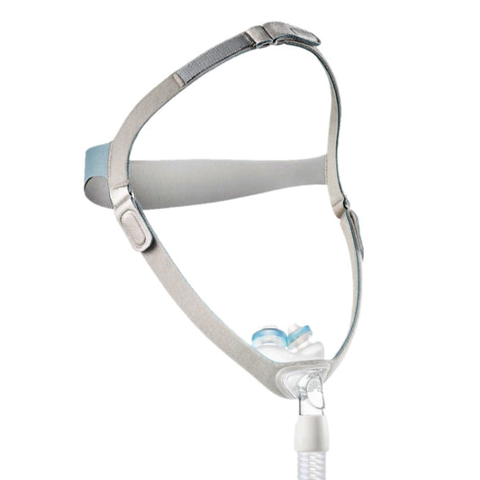 Stock photo of Philips Respironics Nuance Gel nasal pillow CPAP mask with headgear
