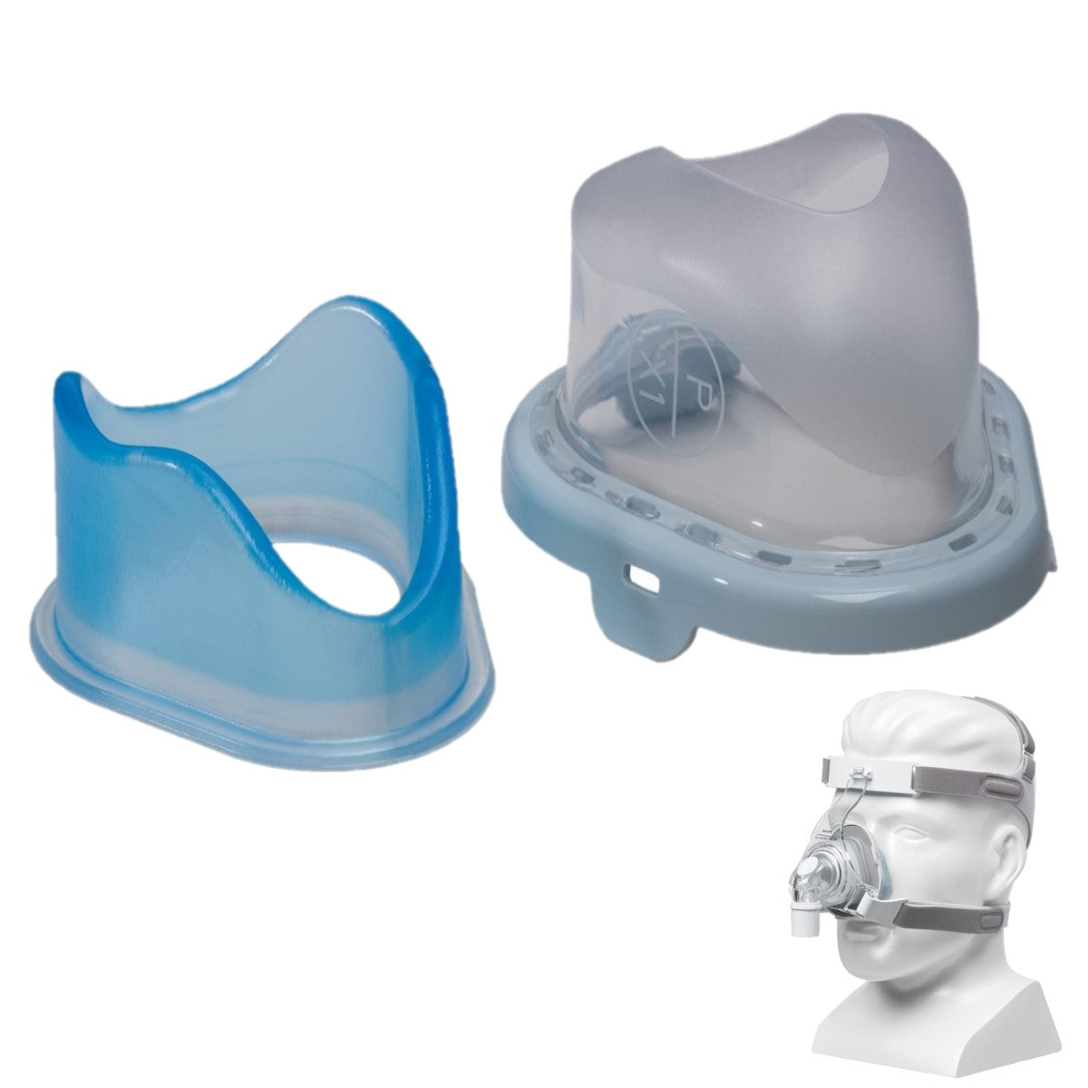 Stock photo of Philips Respironics TrueBlue nasal CPAP mask cushion and flap