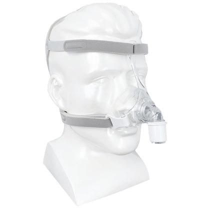 Angled Image of Philips Respironics Pico Nasal CPAP Mask W/ Headgear on Mannequin Head