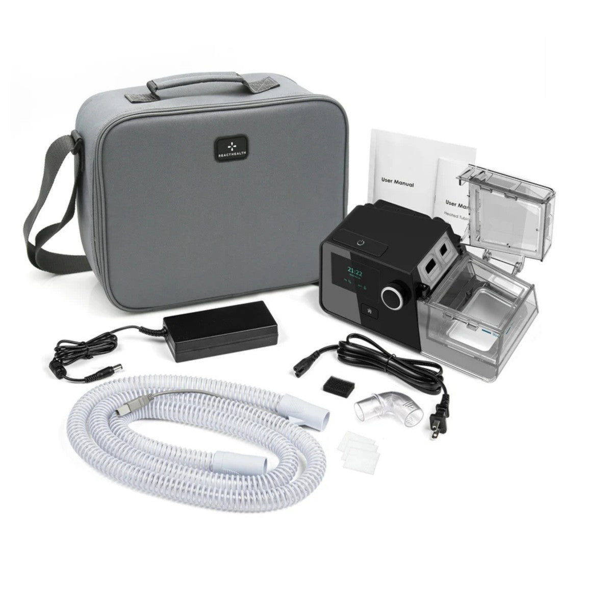 React Health G3 X PAP machine with accessories on a white background